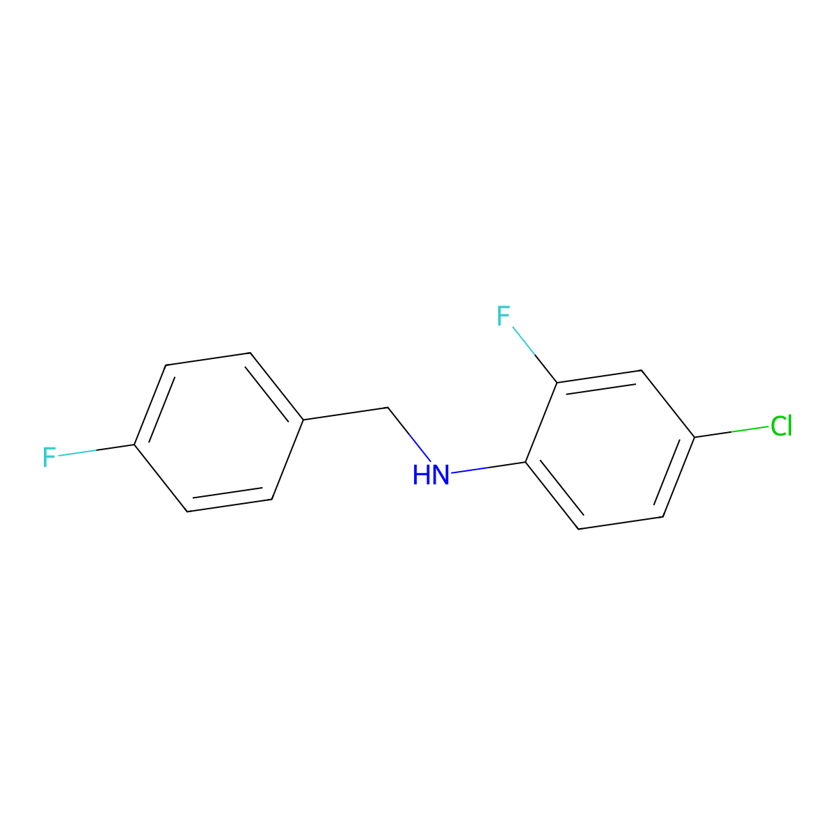 4-Chloro-2-fluoro-N-(4-fluorobenzyl)aniline molecular structure, CAS 1152635-08-9