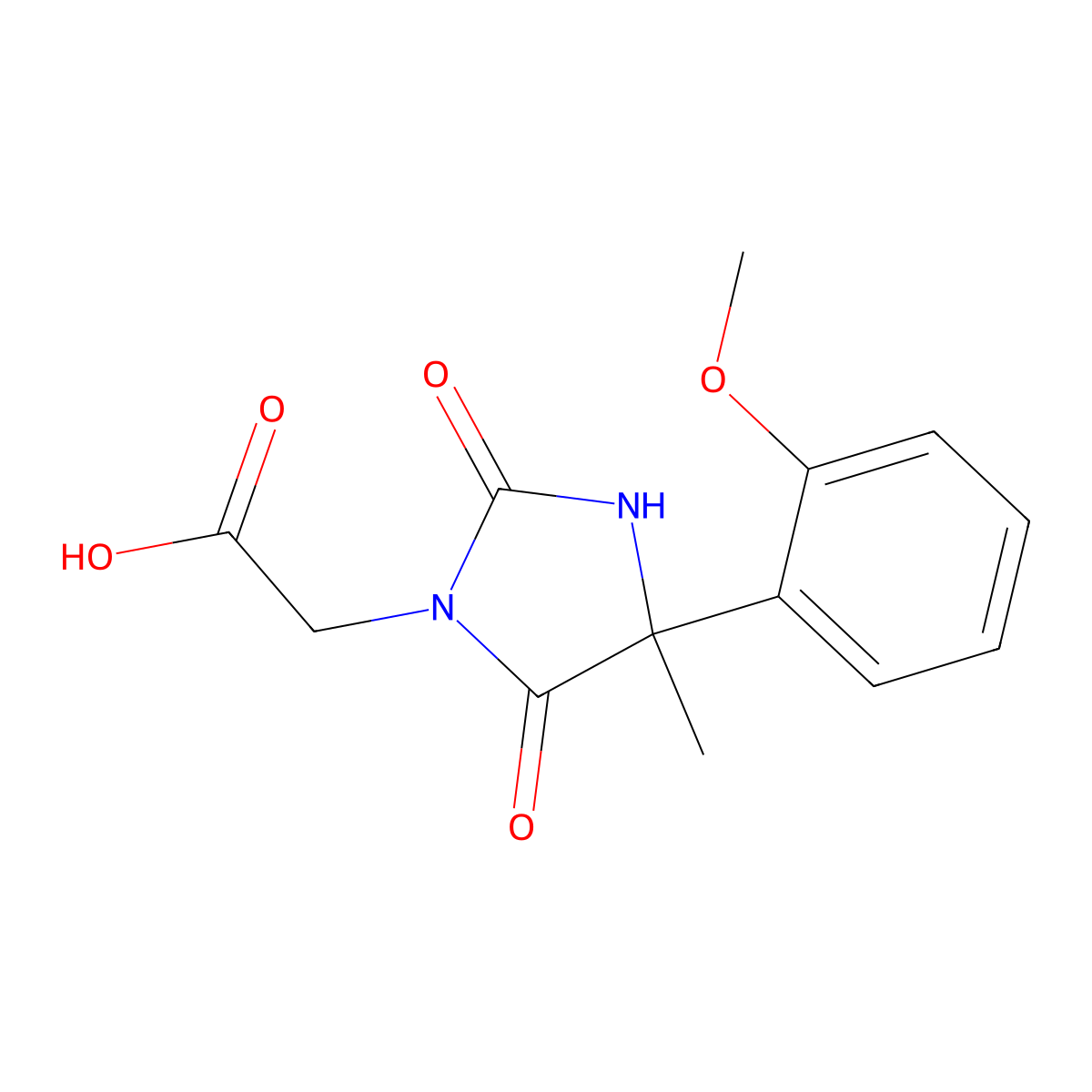 2-[4-(2-Methoxyphenyl)-4-methyl-2,5-dioxoimidazolidin-1-yl]acetic acid molecular structure, CAS 1152641-90-1