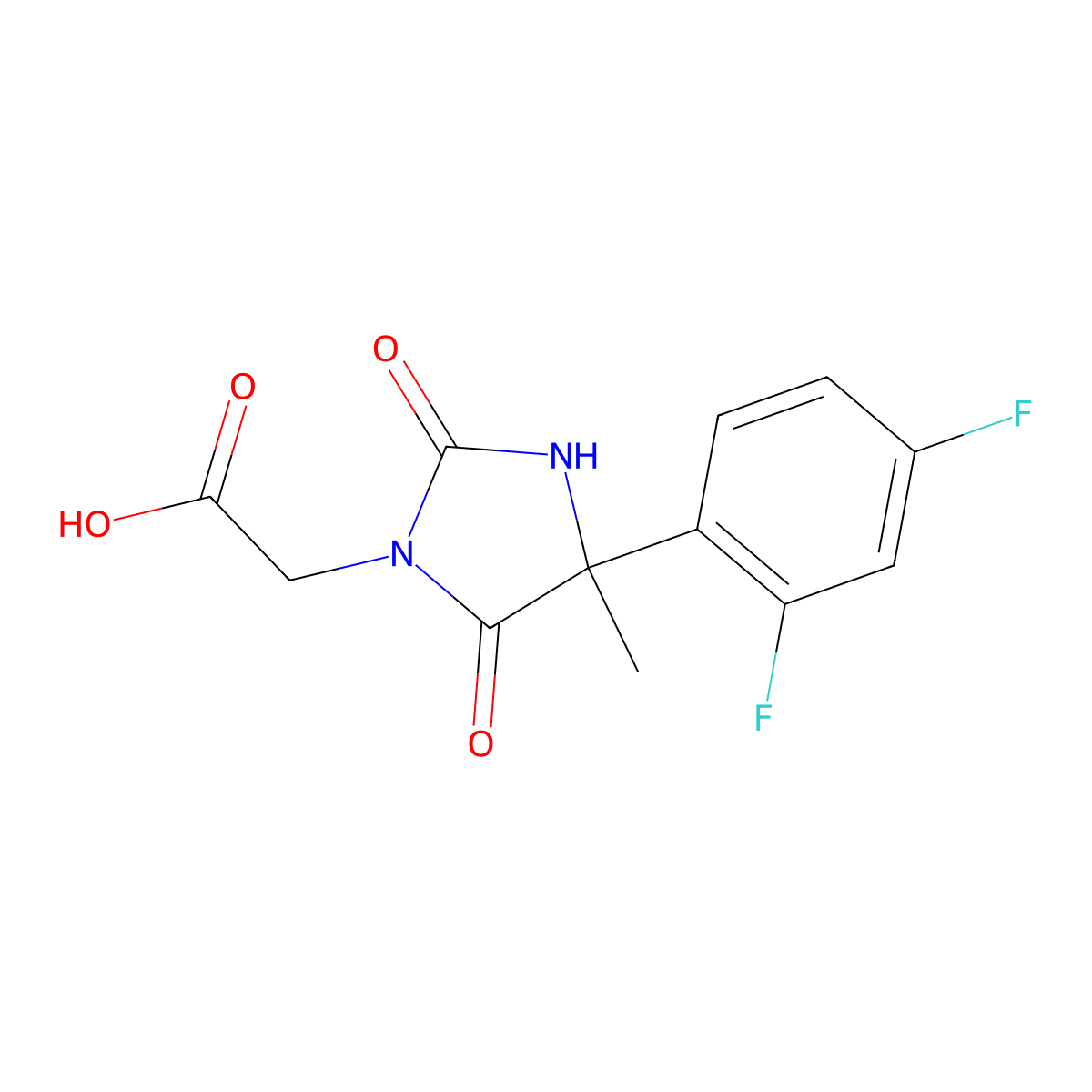 2-[4-(2,4-Difluorophenyl)-4-methyl-2,5-dioxoimidazolidin-1-yl]acetic acid molecular structure, CAS 1152642-09-5