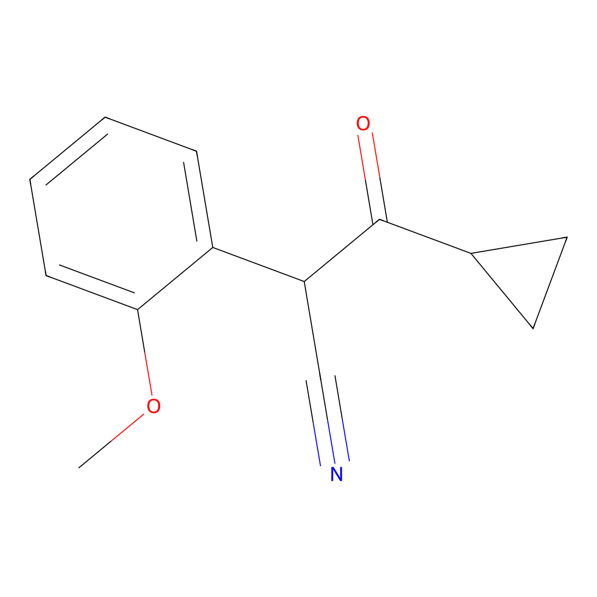 3-Cyclopropyl-2-(2-methoxyphenyl)-3-oxopropanenitrile molecular structure, CAS 1152643-48-5