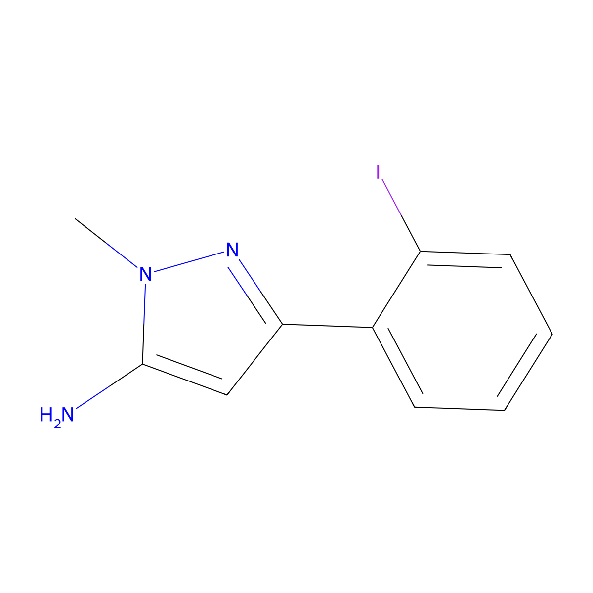 3-(2-Iodophenyl)-1-methyl-1H-pyrazol-5-amine molecular structure, CAS 1152648-20-8