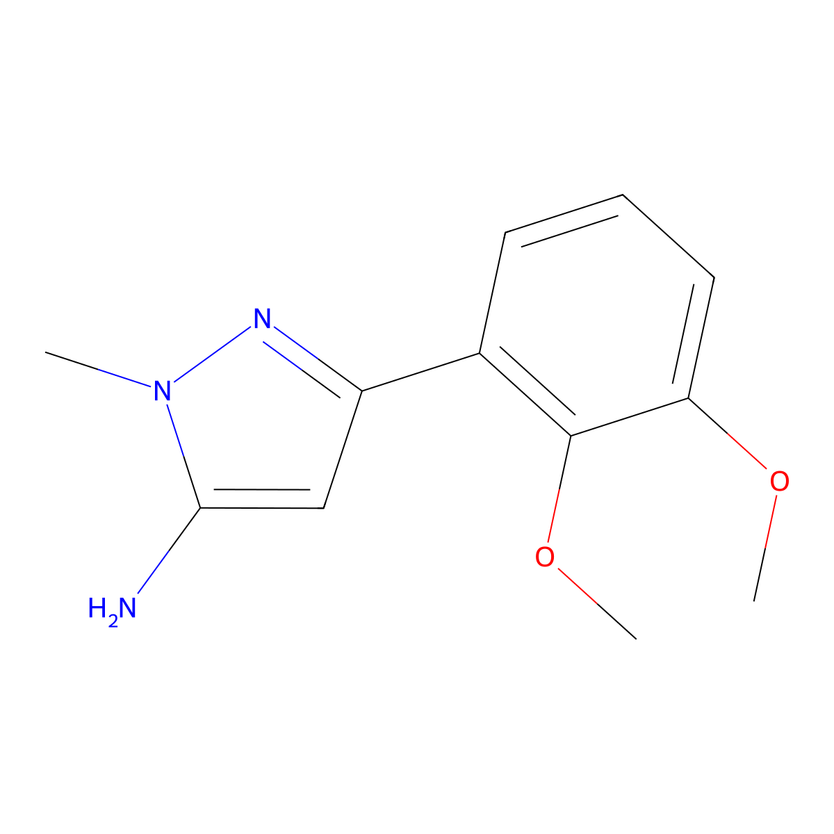 3-(2,3-dimethoxyphenyl)-1-methyl-1H-pyrazol-5-amine molecular structure, CAS 1152648-48-0