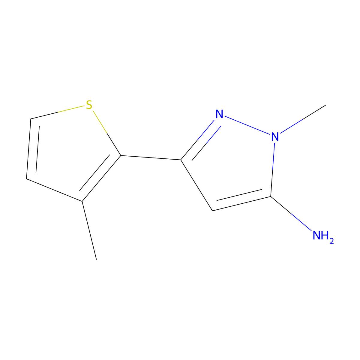 1-methyl-3-(3-methylthiophen-2-yl)-1H-pyrazol-5-amine molecular structure, CAS 1152648-83-3