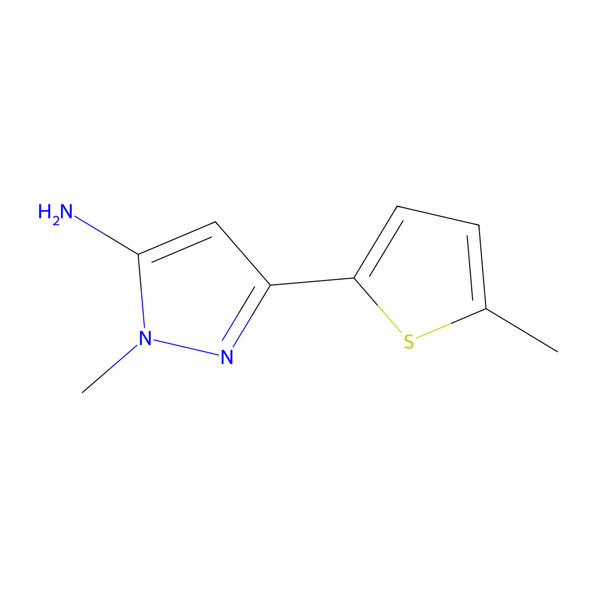 1-Methyl-3-(5-methylthiophen-2-YL)-1H-pyrazol-5-amine molecular structure, CAS 1152649-05-2