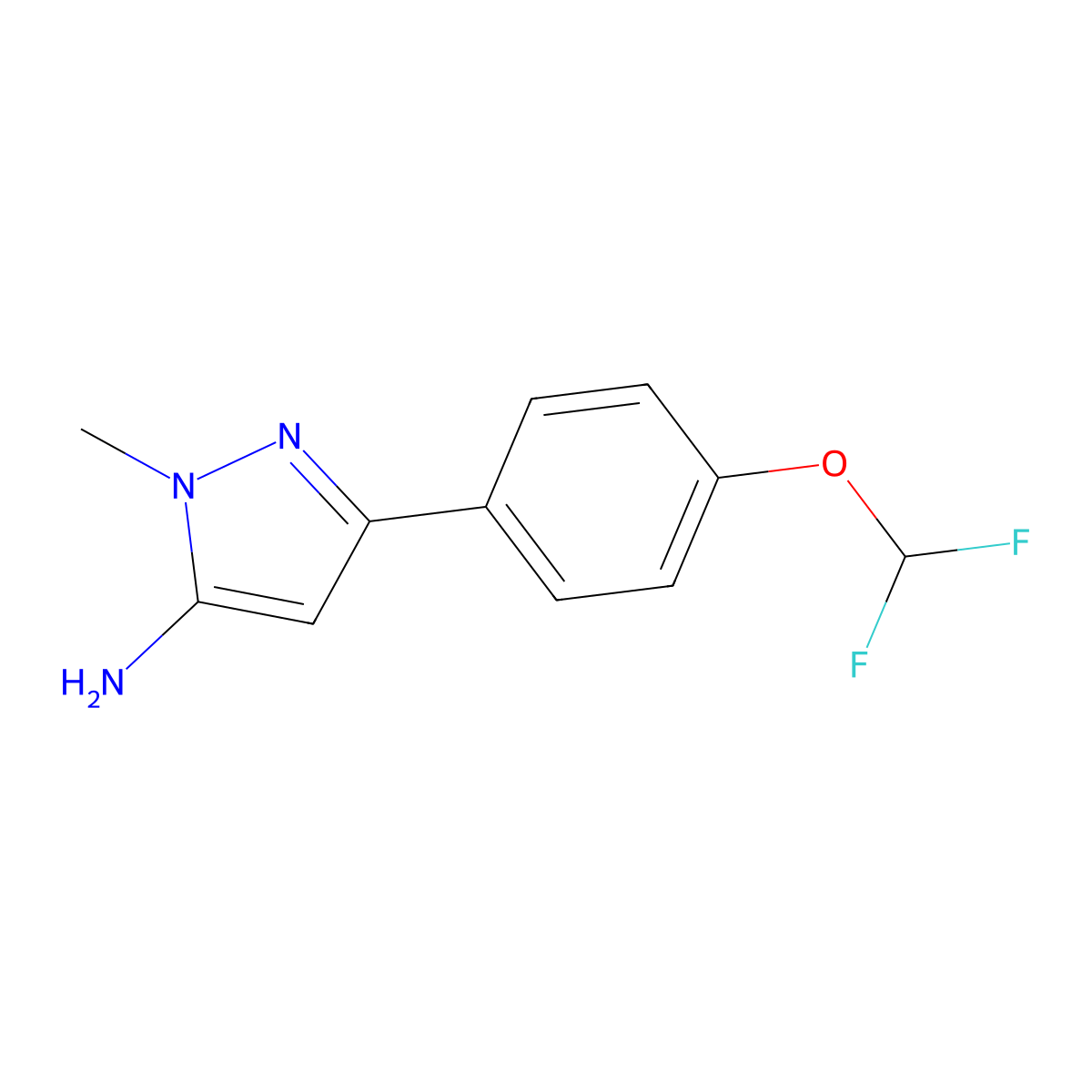 3-[4-(difluoromethoxy)phenyl]-1-methyl-1H-pyrazol-5-amine molecular structure, CAS 1152649-31-4