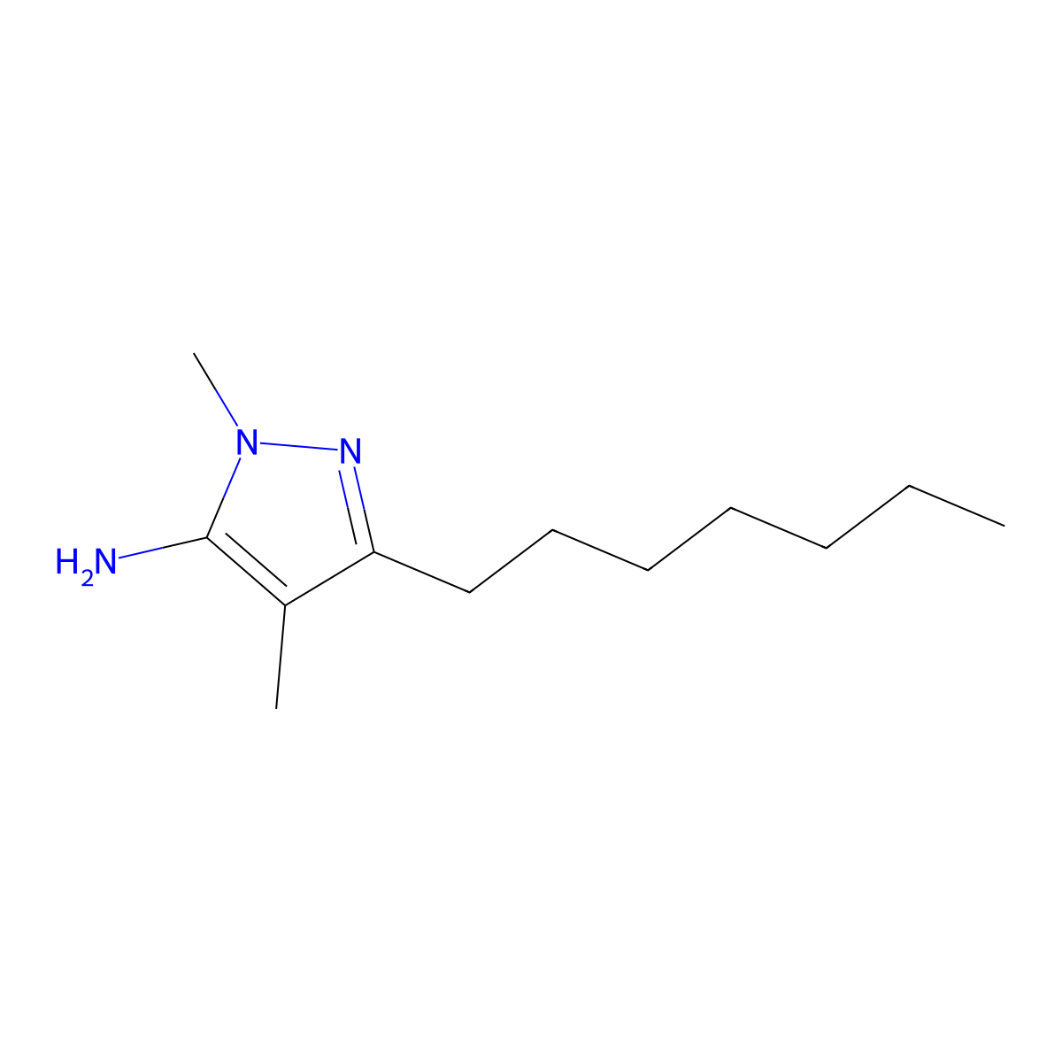 3-Heptyl-1,4-dimethyl-1h-pyrazol-5-amine molecular structure, CAS 1152649-41-6