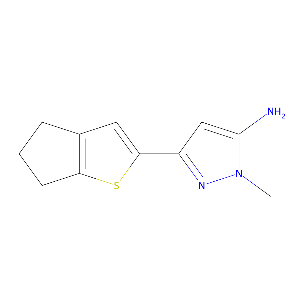3-{4H,5H,6H-cyclopenta[b]thiophen-2-yl}-1-methyl-1H-pyrazol-5-amine molecular structure, CAS 1152649-44-9
