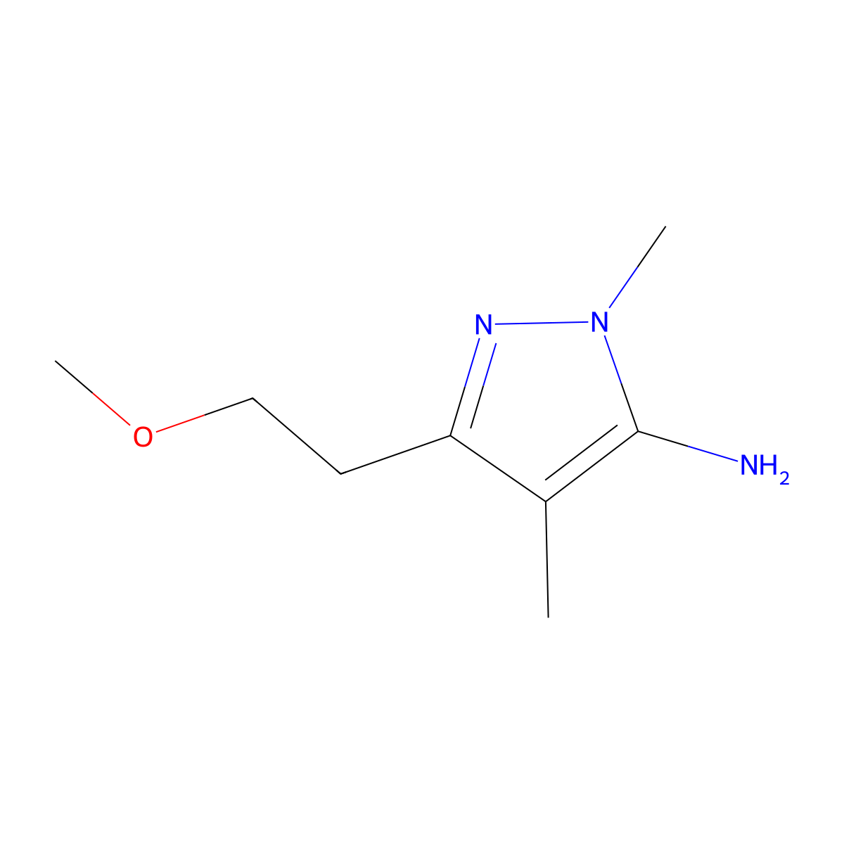 3-(2-Methoxyethyl)-1,4-dimethyl-1H-pyrazol-5-amine molecular structure, CAS 1152649-61-0