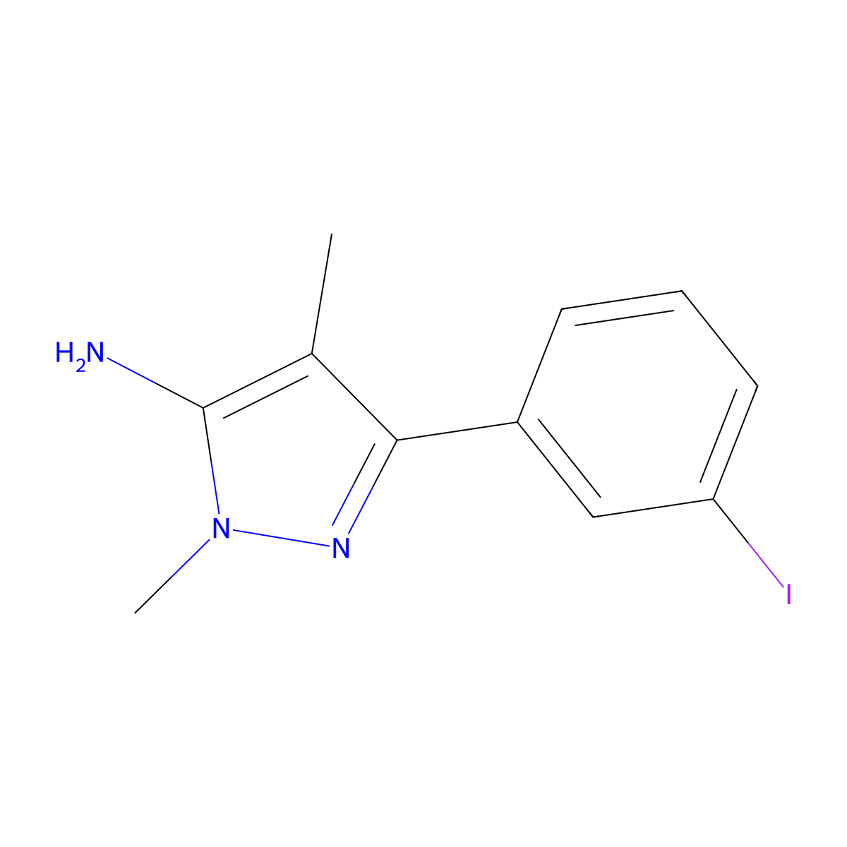 3-(3-Iodophenyl)-1,4-dimethyl-1h-pyrazol-5-amine molecular structure, CAS 1152650-80-0