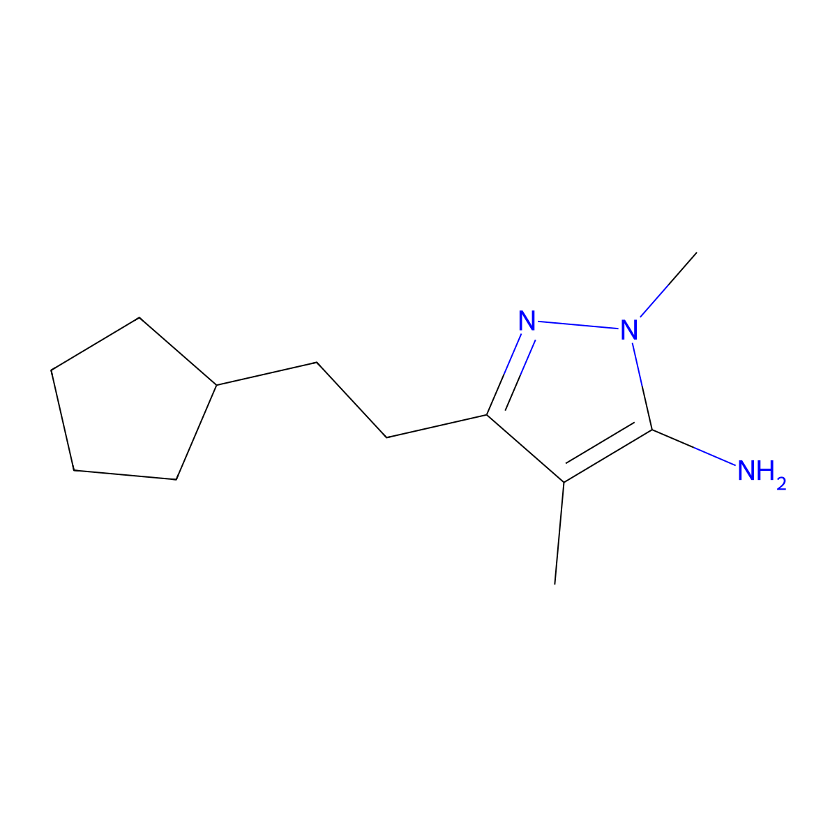 3-(2-Cyclopentylethyl)-1,4-dimethyl-1h-pyrazol-5-amine molecular structure, CAS 1152651-08-5