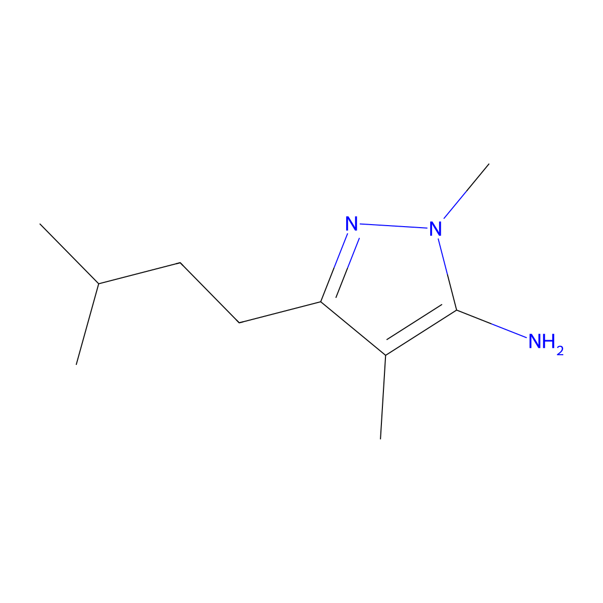 1,4-Dimethyl-3-(3-methylbutyl)-1H-pyrazol-5-amine molecular structure, CAS 1152651-80-3