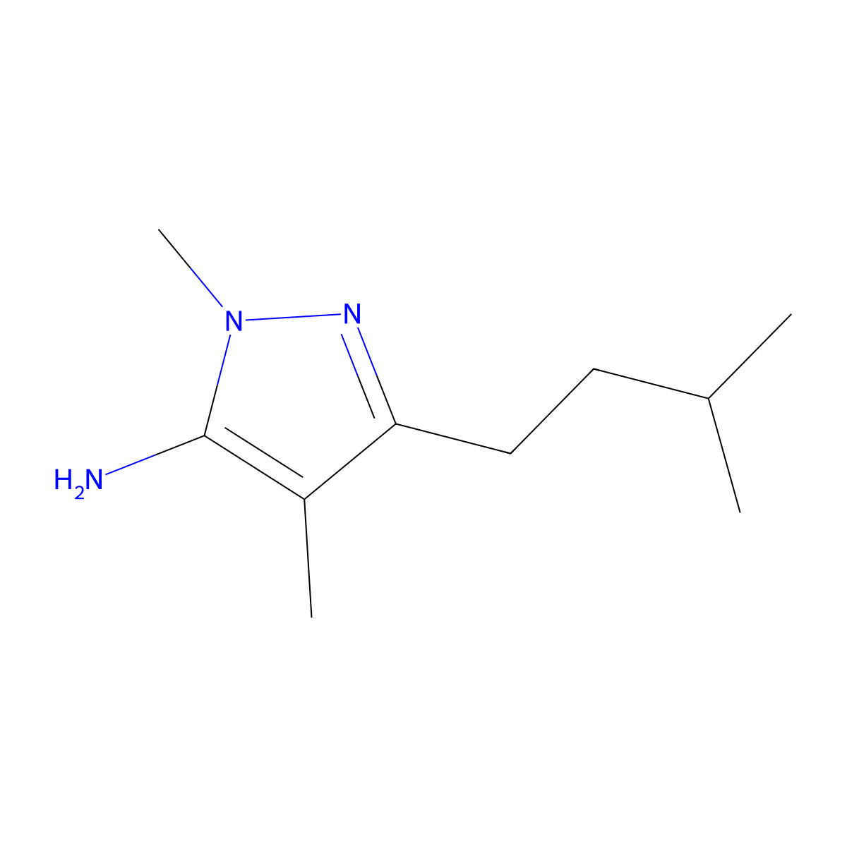 1,4-Dimethyl-3-(3-methylbutyl)-1H-pyrazol-5-amine molecular structure, CAS 1152651-80-3