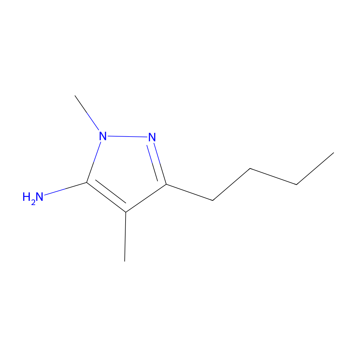 3-Butyl-1,4-dimethyl-1H-pyrazol-5-amine molecular structure, CAS 1152652-12-4