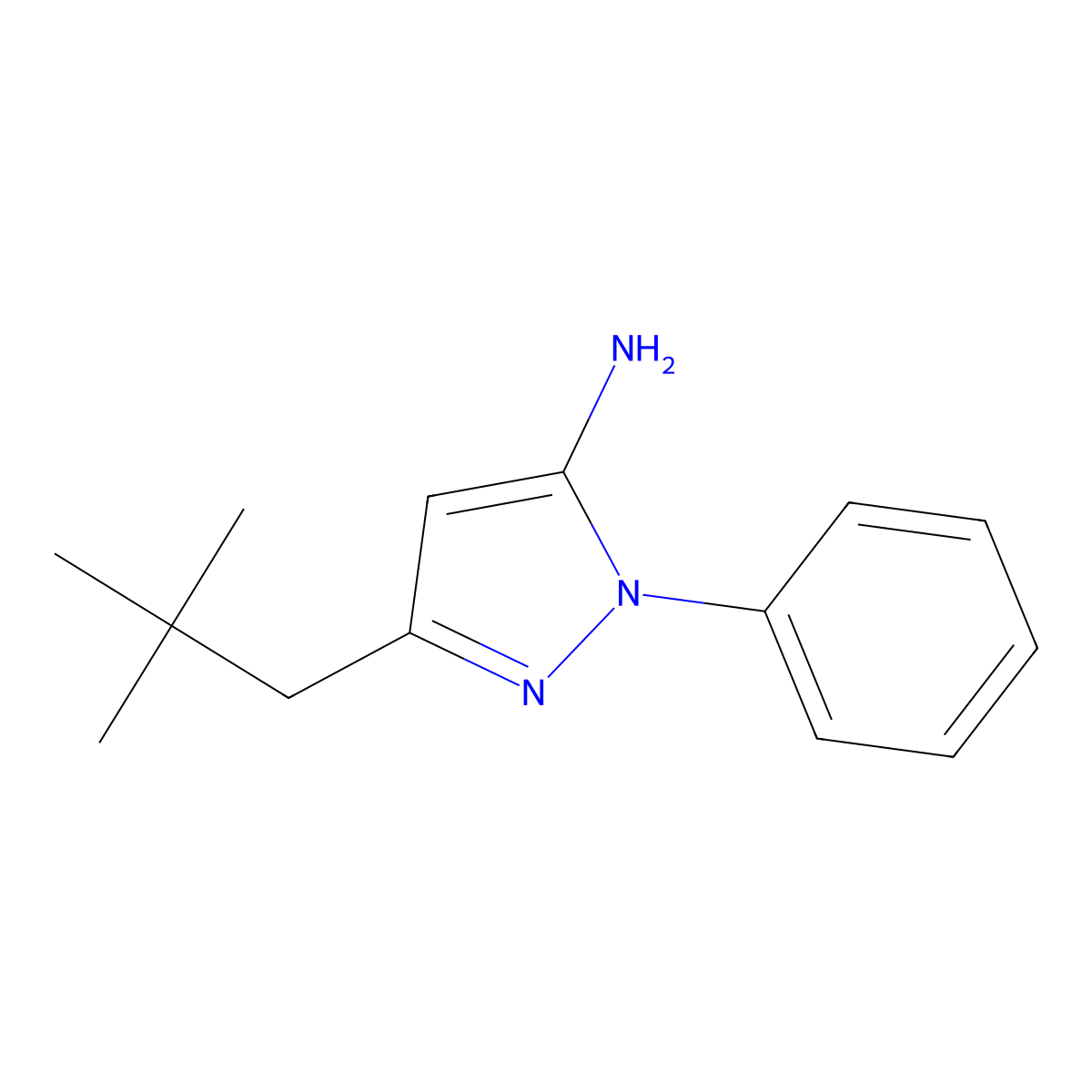 3-(2,2-dimethylpropyl)-1-phenyl-1H-pyrazol-5-amine molecular structure, CAS 1152652-73-7