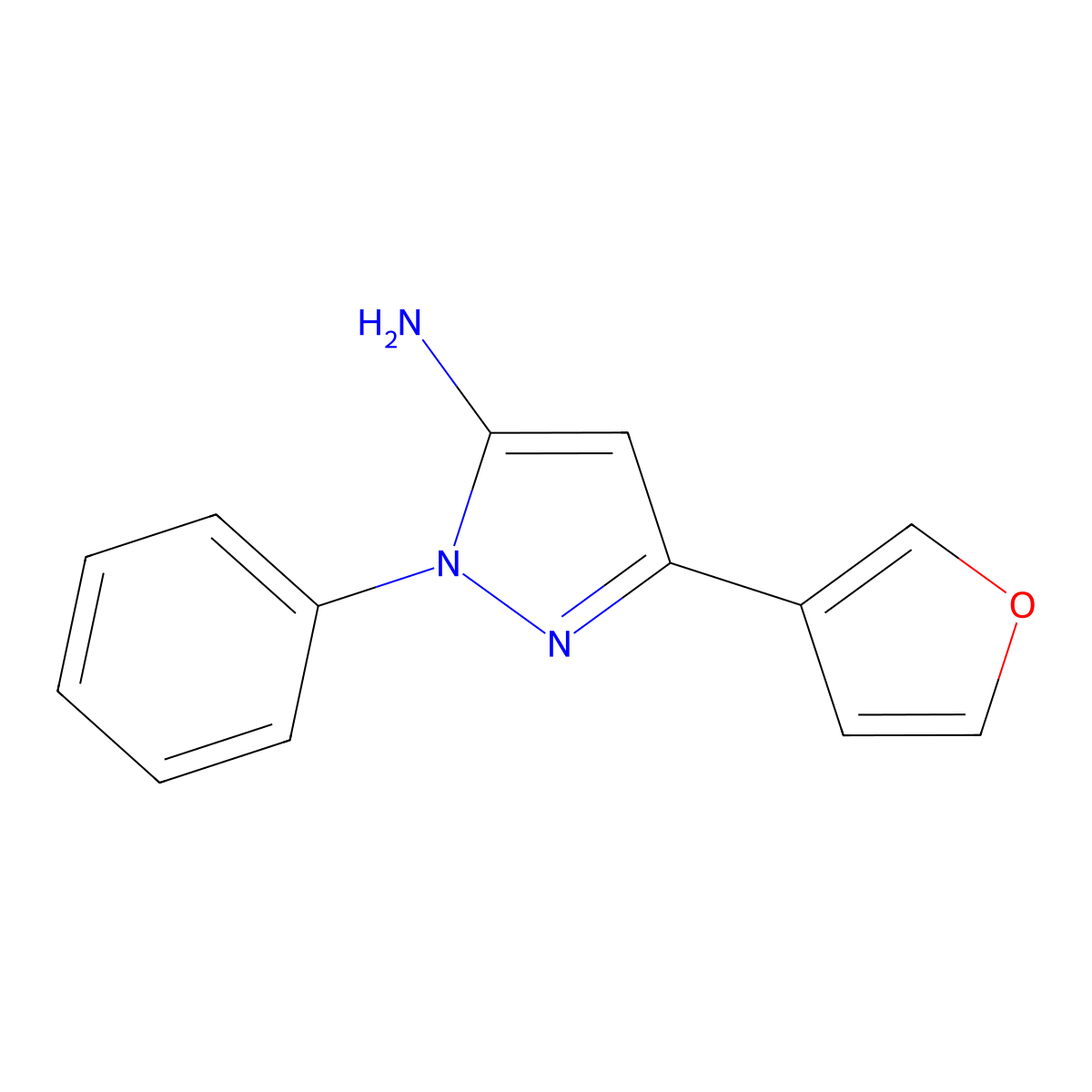 3-(furan-3-yl)-1-phenyl-1H-pyrazol-5-amine molecular structure, CAS 1152653-28-5