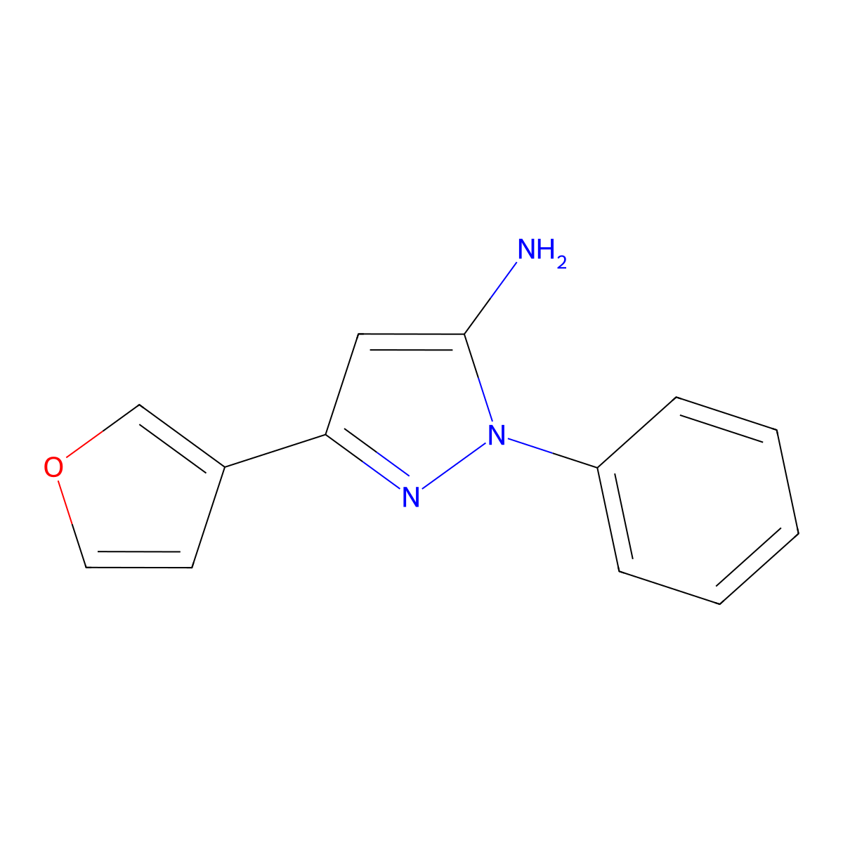 3-(furan-3-yl)-1-phenyl-1H-pyrazol-5-amine molecular structure, CAS 1152653-28-5