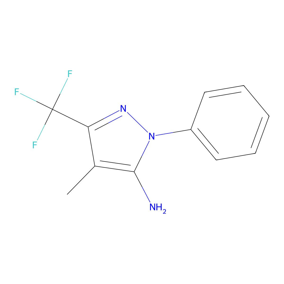 4-methyl-1-phenyl-3-(trifluoromethyl)-1H-pyrazol-5-amine molecular structure, CAS 1152653-71-8