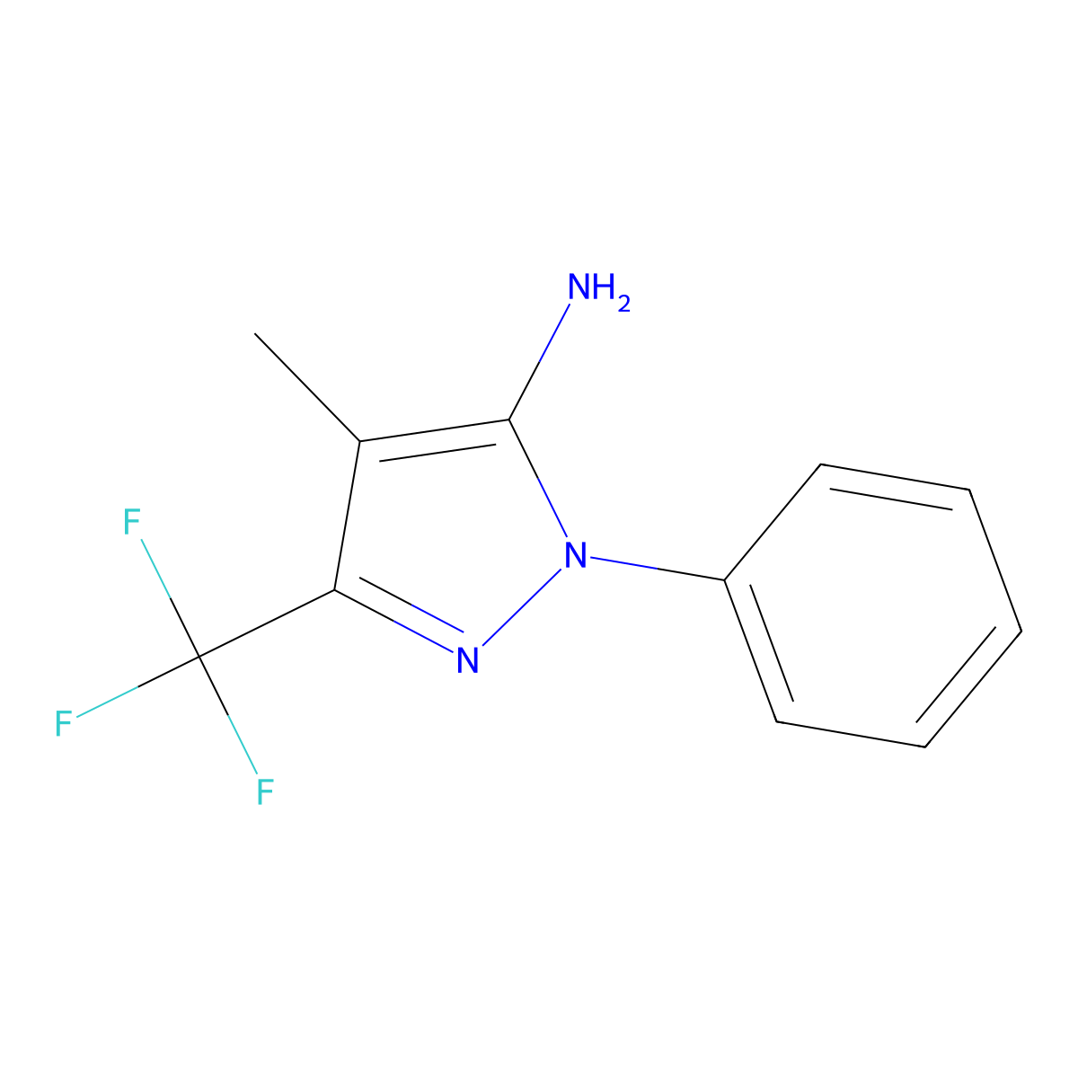 4-methyl-1-phenyl-3-(trifluoromethyl)-1H-pyrazol-5-amine molecular structure, CAS 1152653-71-8