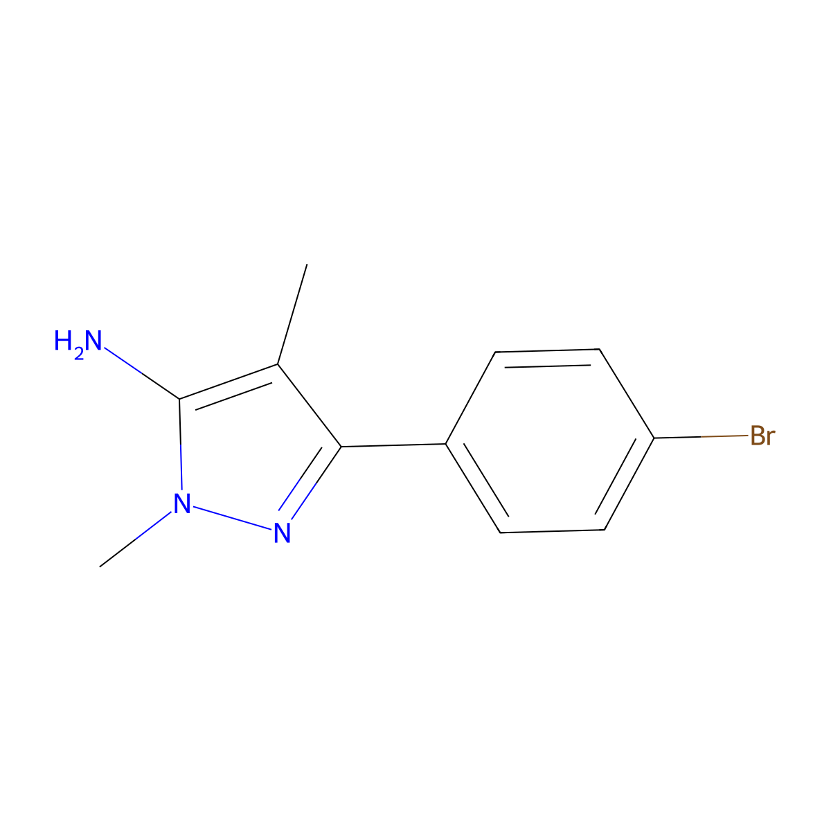 3-(4-bromophenyl)-1,4-dimethyl-1H-pyrazol-5-amine molecular structure, CAS 1152653-72-9