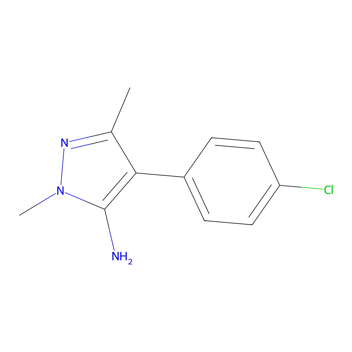 4-(4-Chlorophenyl)-1,3-dimethyl-1h-pyrazol-5-amine molecular structure, CAS 1152653-84-3