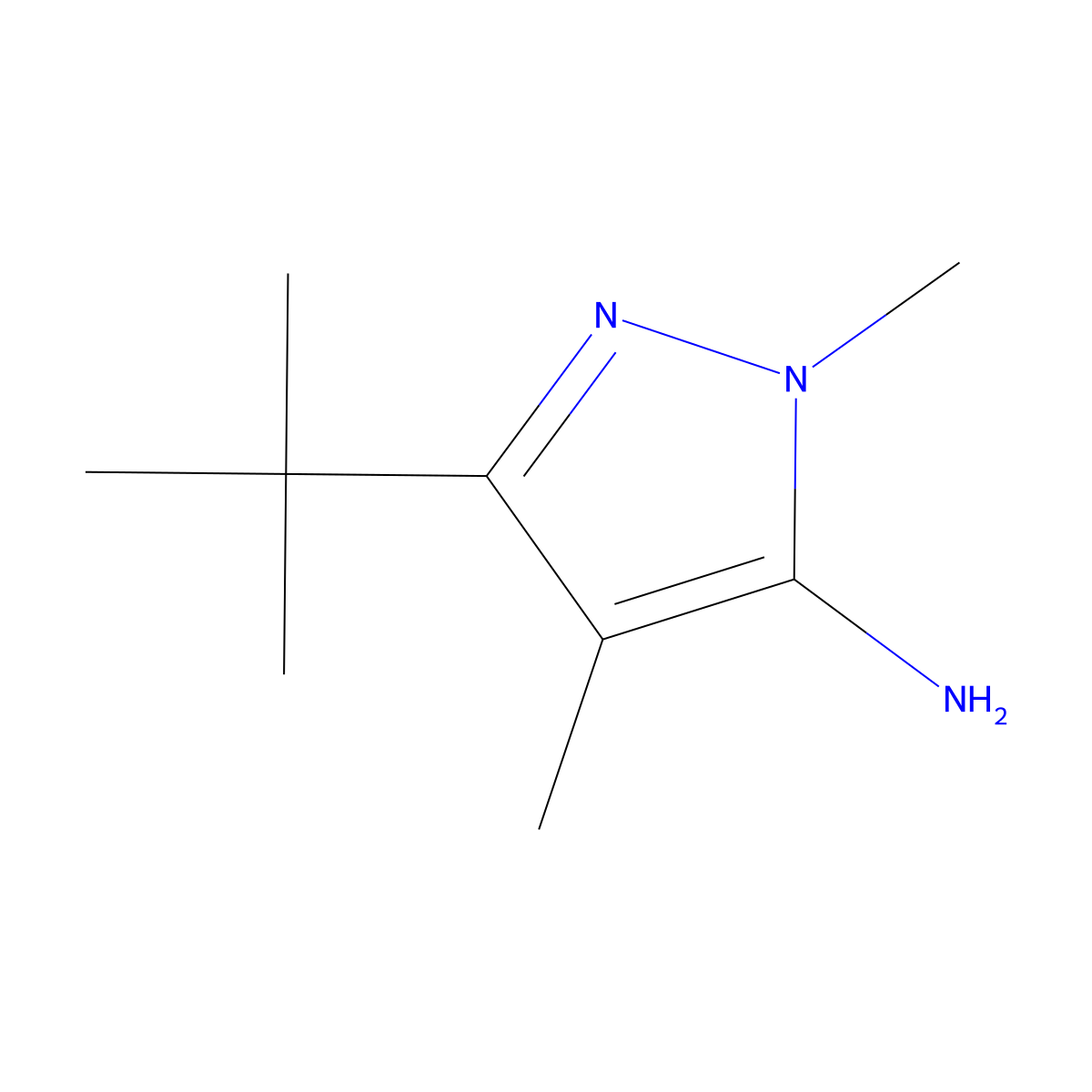 3-tert-butyl-1,4-dimethyl-1H-pyrazol-5-amine molecular structure, CAS 1152654-51-7