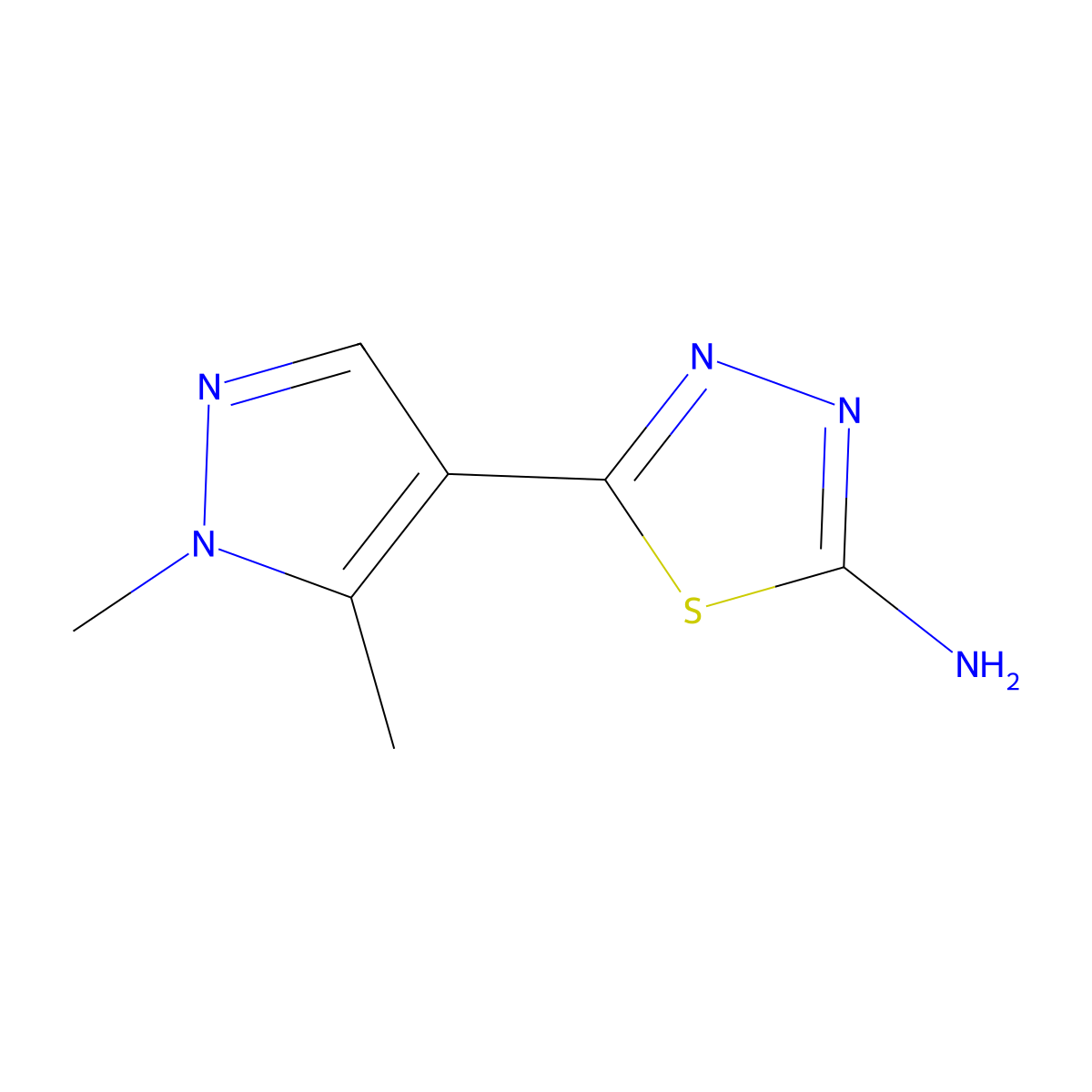 5-(1,5-Dimethyl-1h-pyrazol-4-yl)-1,3,4-thiadiazol-2-amine molecular structure, CAS 1152654-59-5