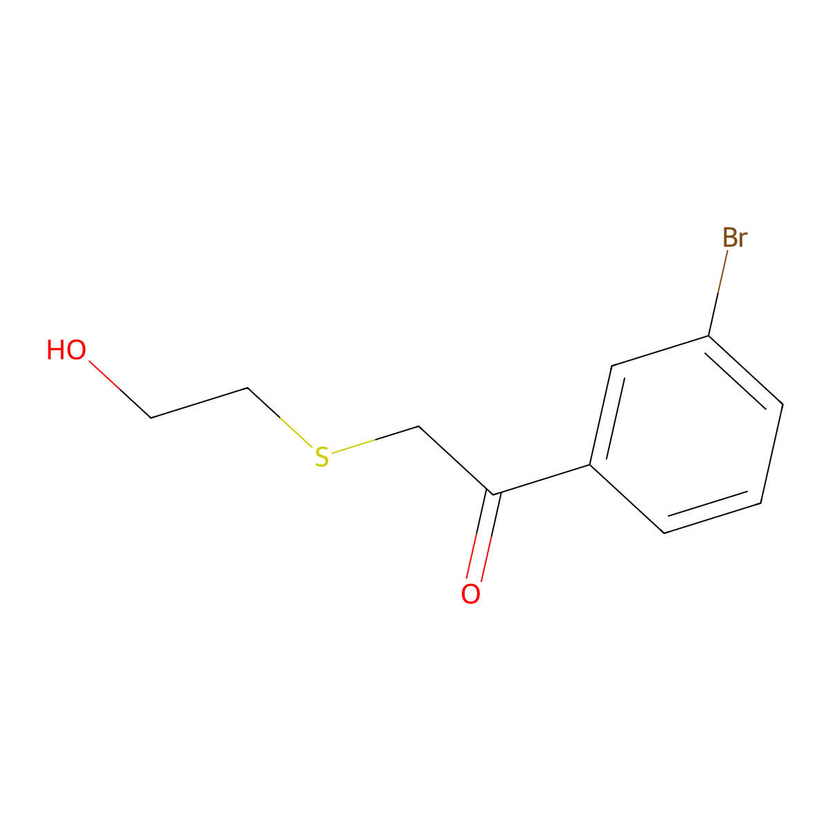 1-(3-Bromophenyl)-2-[(2-hydroxyethyl)sulfanyl]ethan-1-one molecular structure, CAS 1152654-89-1