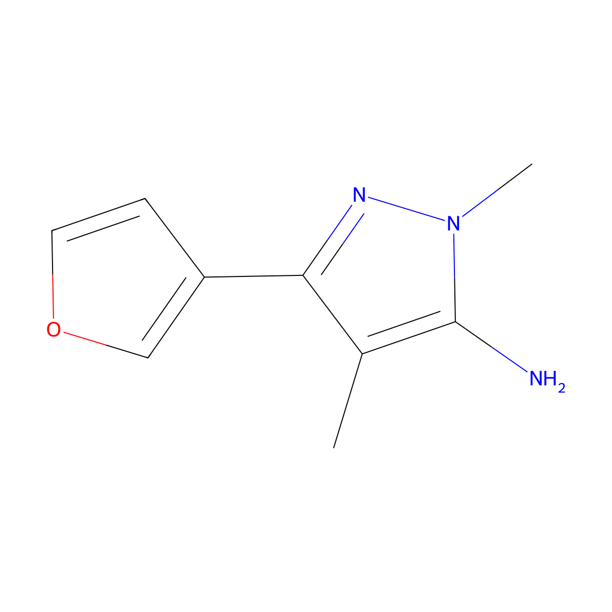 3-(Furan-3-YL)-1,4-dimethyl-1H-pyrazol-5-amine molecular structure, CAS 1152655-21-4
