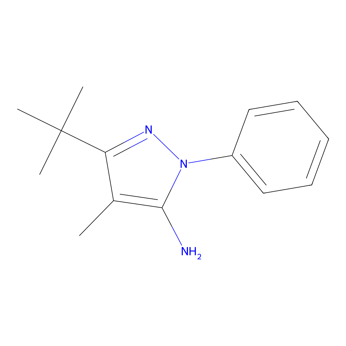 3-tert-Butyl-4-methyl-1-phenyl-1H-pyrazol-5-amine molecular structure, CAS 1152655-25-8