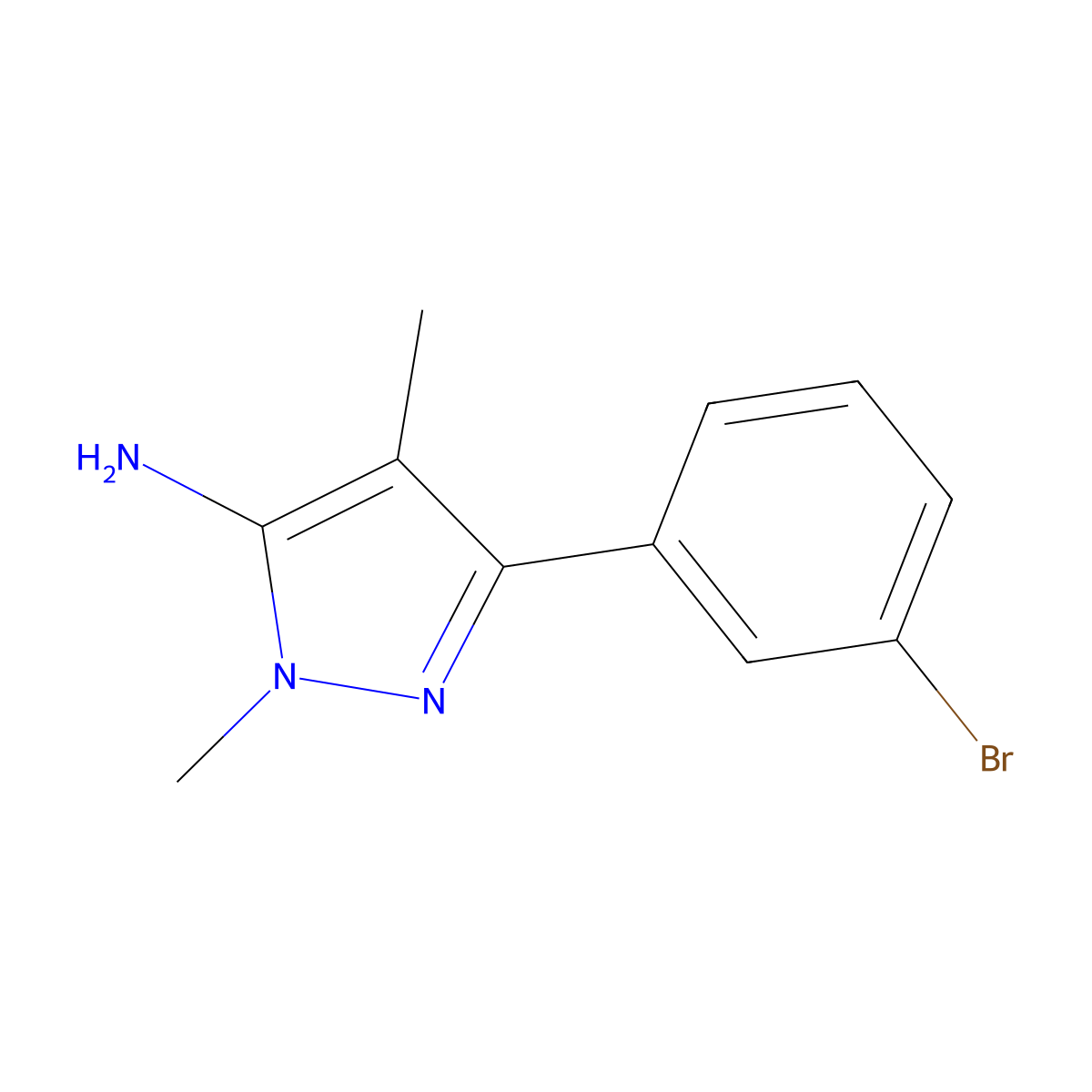 3-(3-Bromophenyl)-1,4-dimethyl-1h-pyrazol-5-amine molecular structure, CAS 1152655-64-5