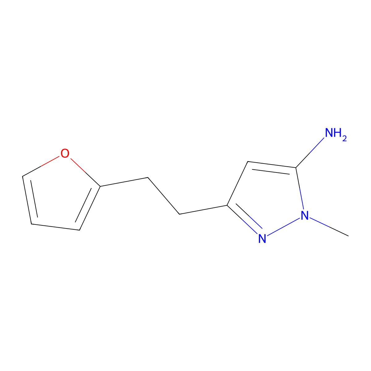 3-[2-(Furan-2-YL)ethyl]-1-methyl-1H-pyrazol-5-amine molecular structure, CAS 1152656-68-2