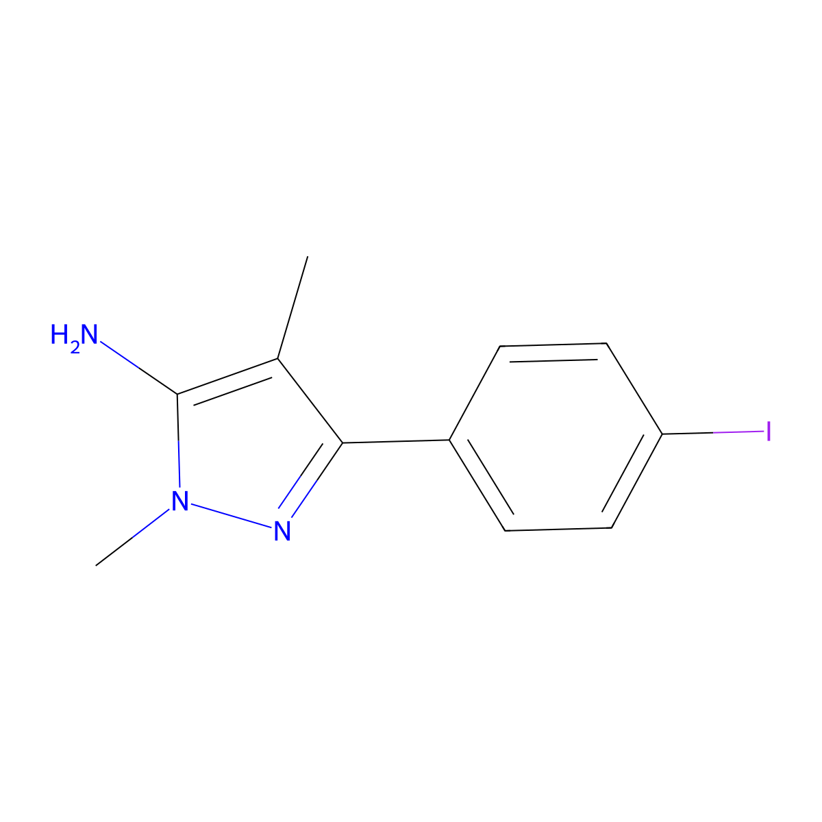 3-(4-Iodophenyl)-1,4-dimethyl-1h-pyrazol-5-amine molecular structure, CAS 1152662-30-0