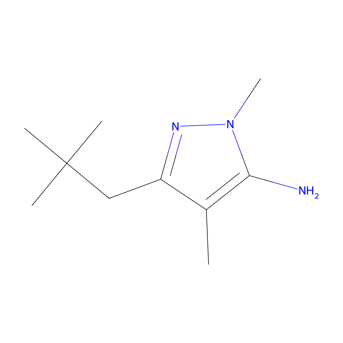 3-(2,2-Dimethylpropyl)-1,4-dimethyl-1H-pyrazol-5-amine molecular structure, CAS 1152662-99-1