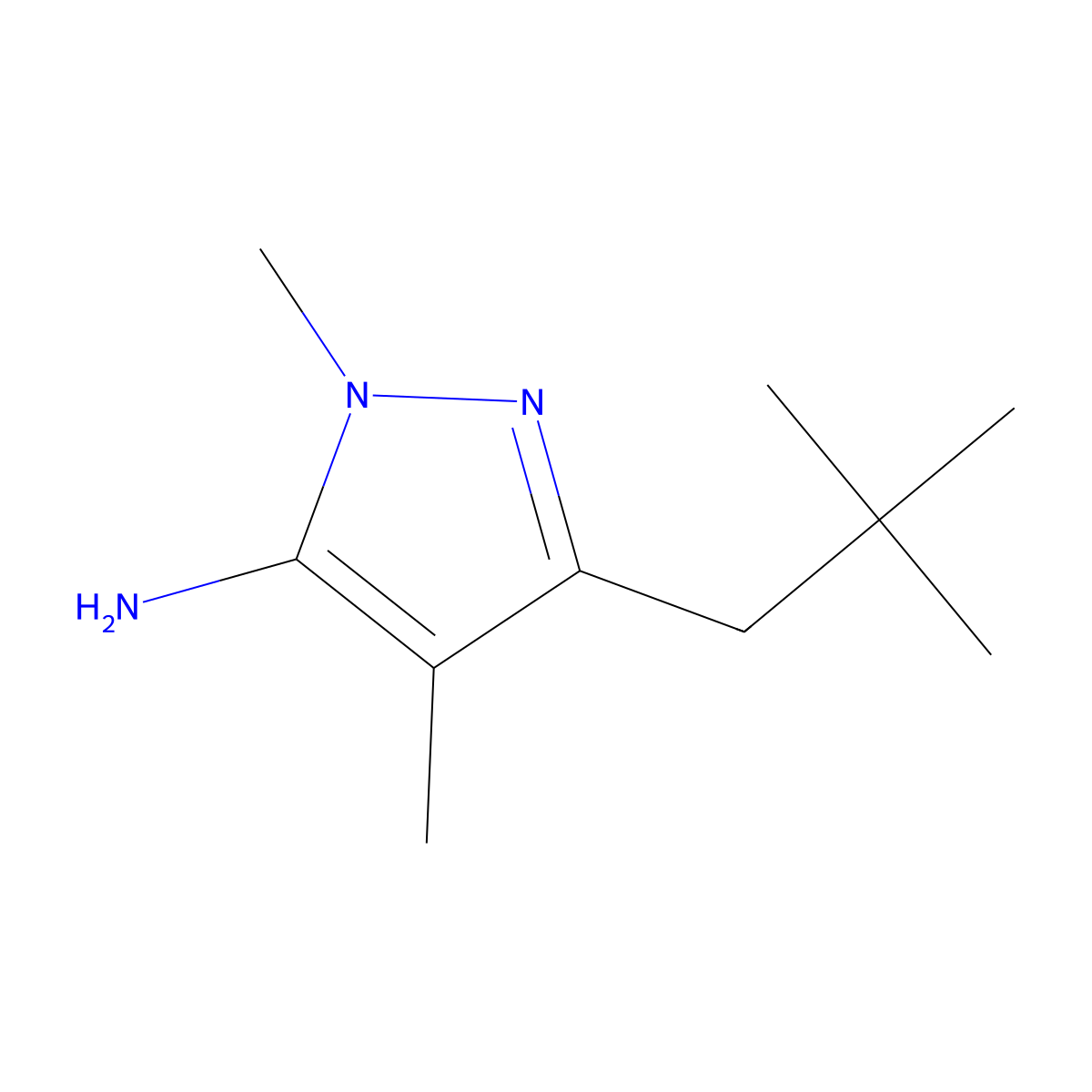 3-(2,2-Dimethylpropyl)-1,4-dimethyl-1H-pyrazol-5-amine molecular structure, CAS 1152662-99-1
