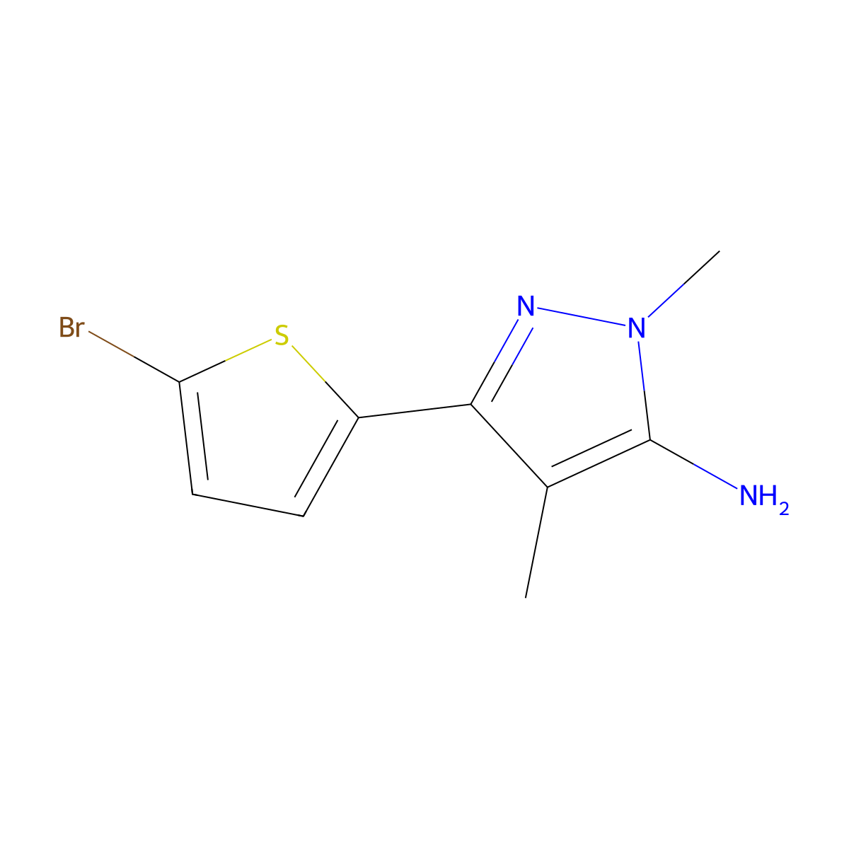 3-(5-Bromothiophen-2-YL)-1,4-dimethyl-1H-pyrazol-5-amine molecular structure, CAS 1152663-33-6