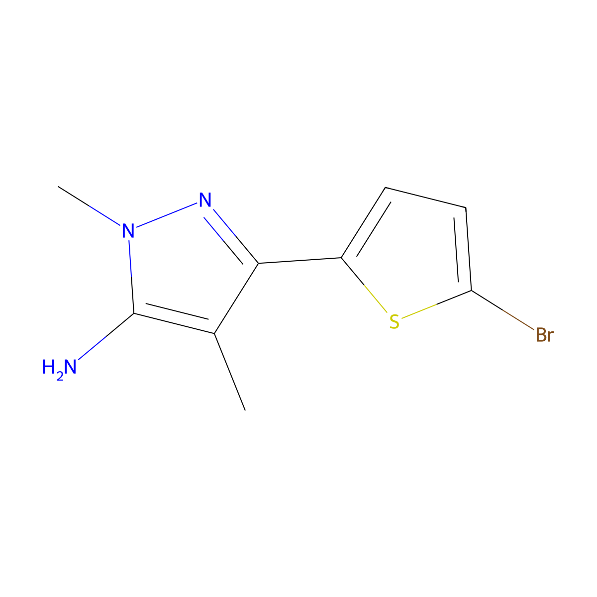 3-(5-Bromothiophen-2-YL)-1,4-dimethyl-1H-pyrazol-5-amine molecular structure, CAS 1152663-33-6