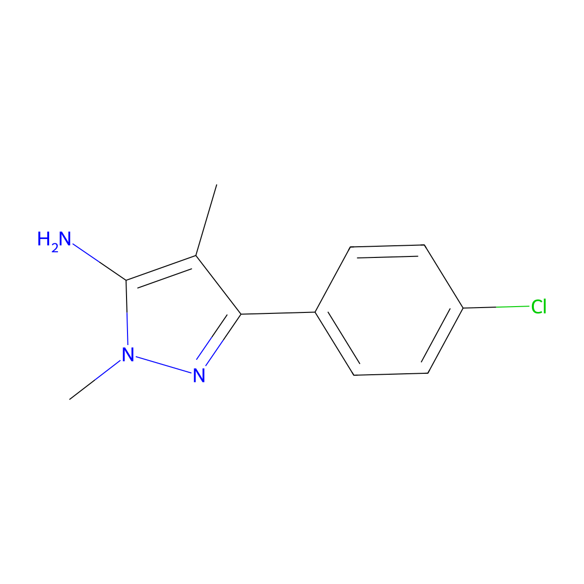 3-(4-Chlorophenyl)-1,4-dimethyl-1H-pyrazol-5-amine molecular structure, CAS 1152663-76-7