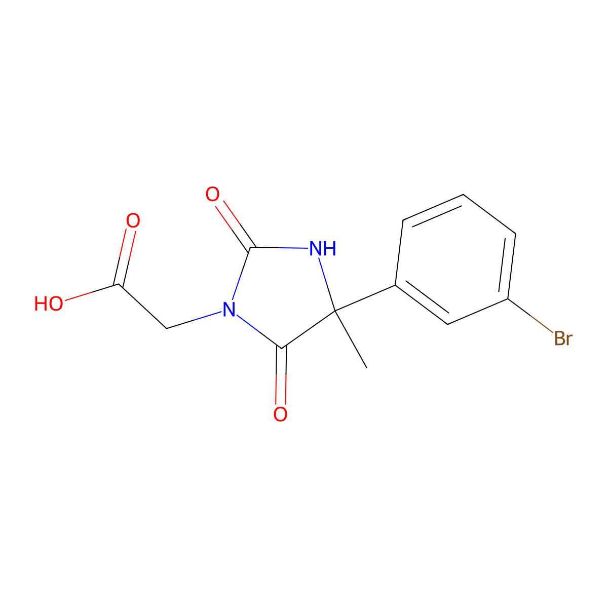 2-[4-(3-Bromophenyl)-4-methyl-2,5-dioxoimidazolidin-1-yl]acetic acid molecular structure, CAS 1152663-82-5