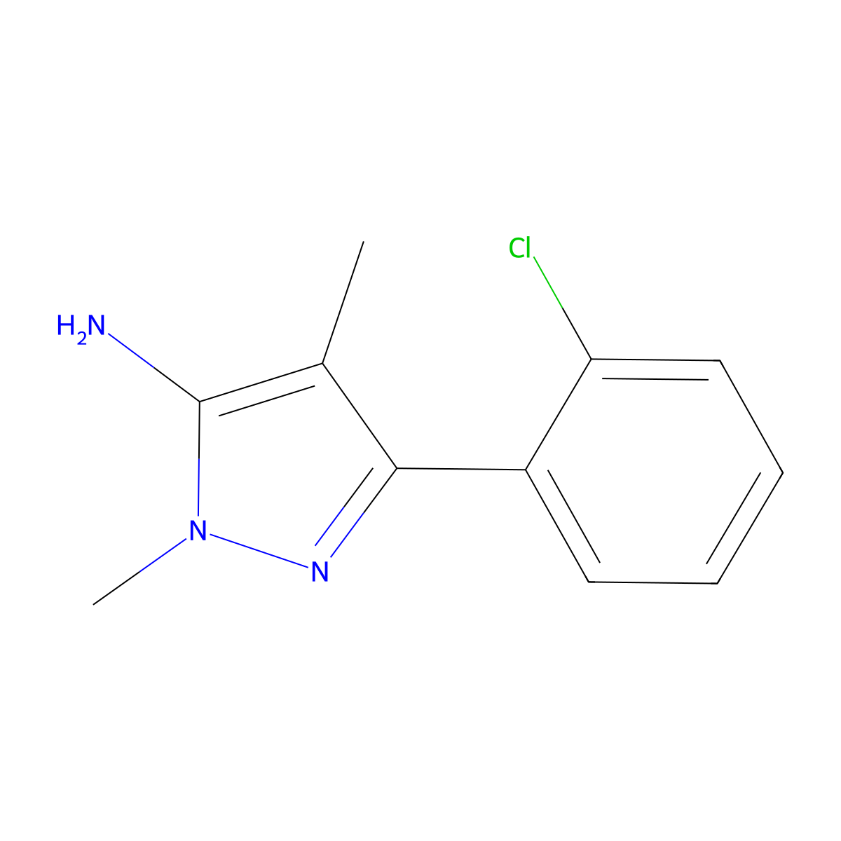 3-(2-Chlorophenyl)-1,4-dimethyl-1H-pyrazol-5-amine molecular structure, CAS 1152663-85-8