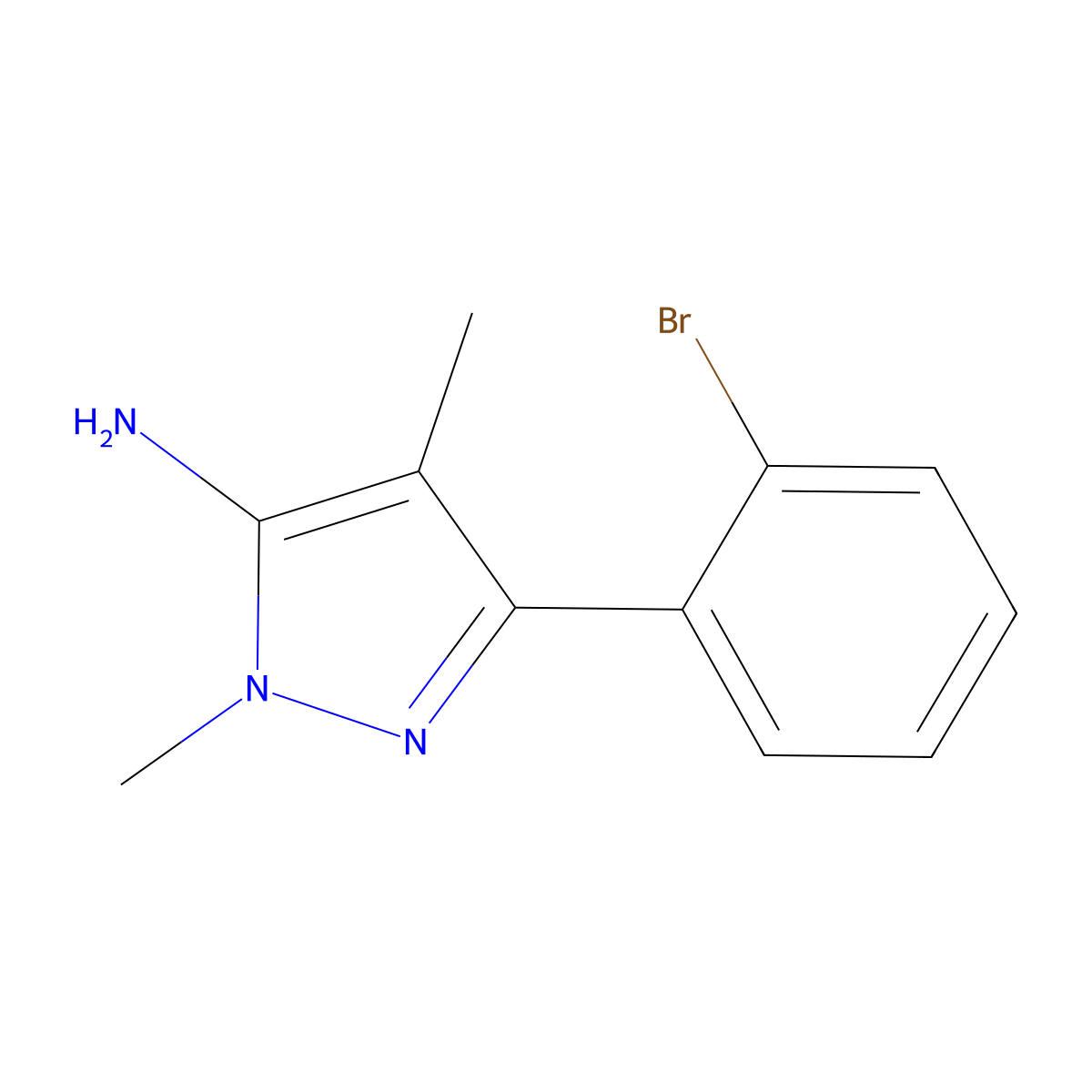 3-(2-Bromophenyl)-1,4-dimethyl-1h-pyrazol-5-amine molecular structure, CAS 1152663-97-2