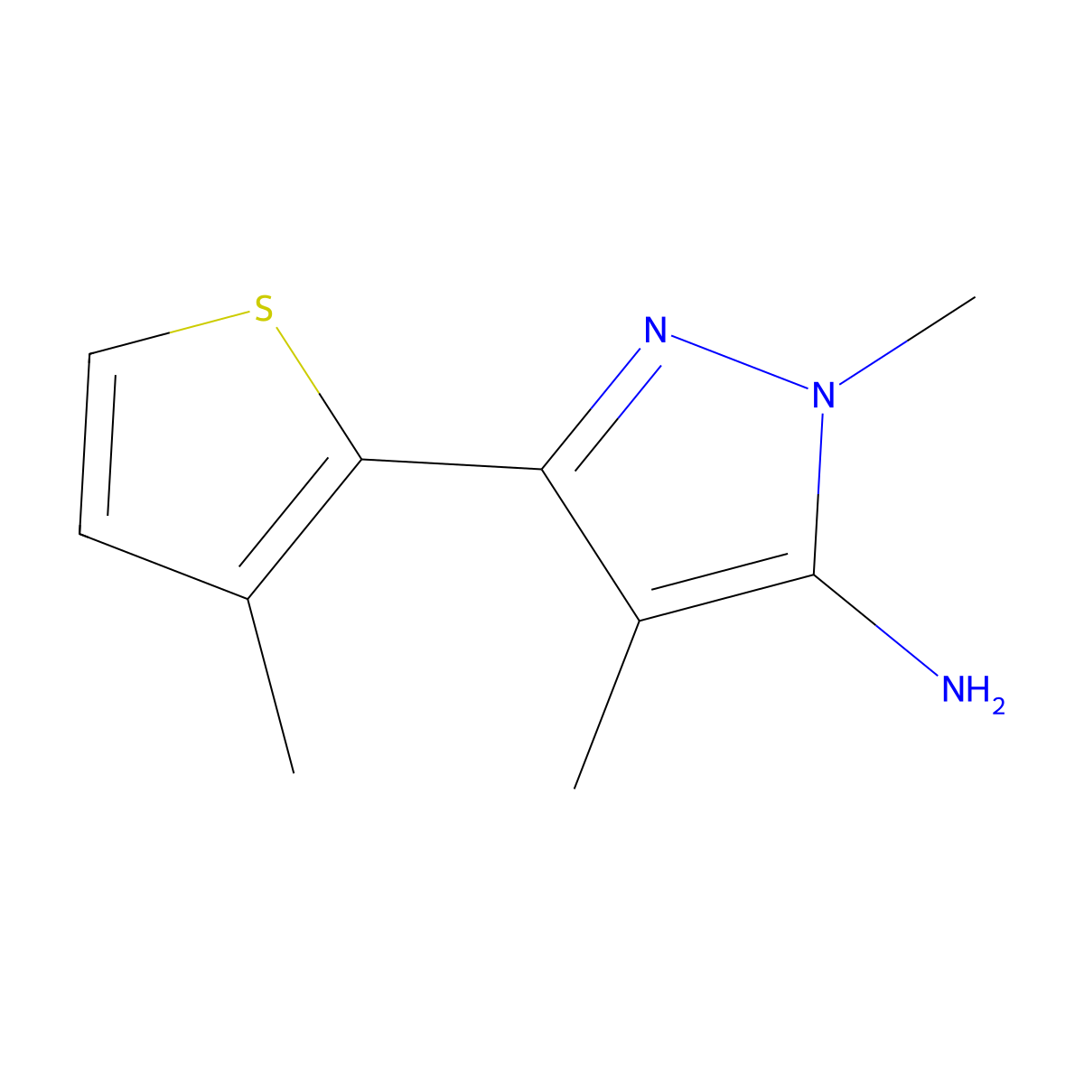 1,4-dimethyl-3-(3-methylthiophen-2-yl)-1H-pyrazol-5-amine molecular structure, CAS 1152664-29-3
