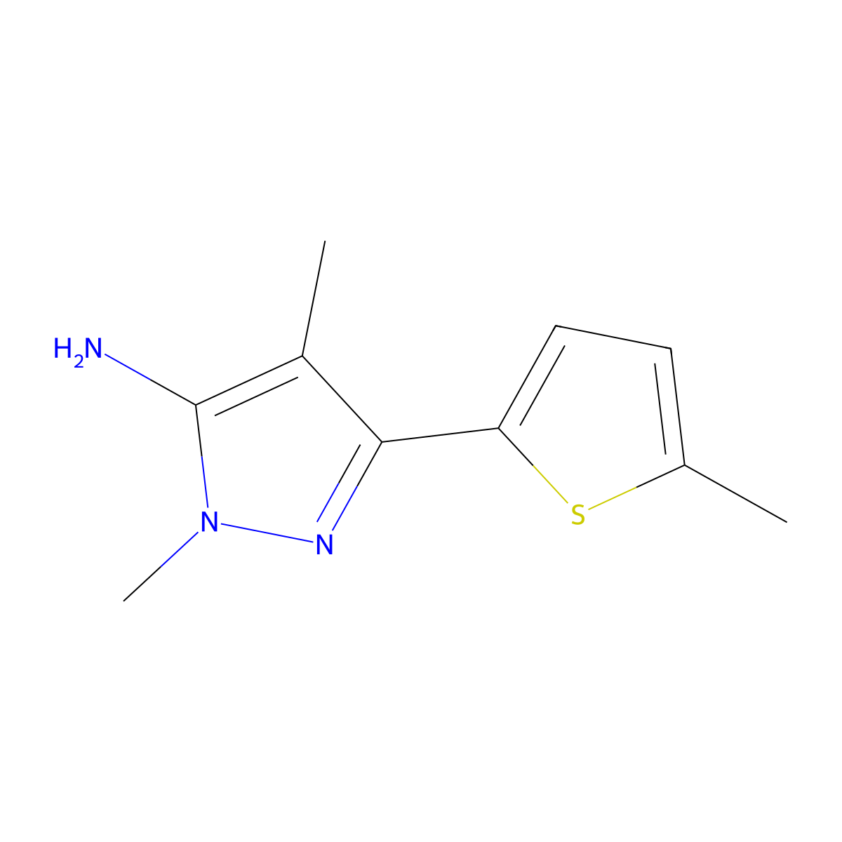 1,4-Dimethyl-3-(5-methylthiophen-2-YL)-1H-pyrazol-5-amine molecular structure, CAS 1152664-38-4