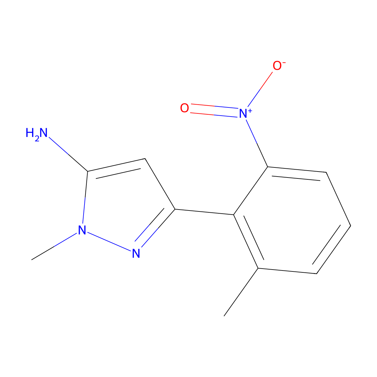 1-Methyl-3-(2-methyl-6-nitrophenyl)-1h-pyrazol-5-amine molecular structure, CAS 1152665-50-3
