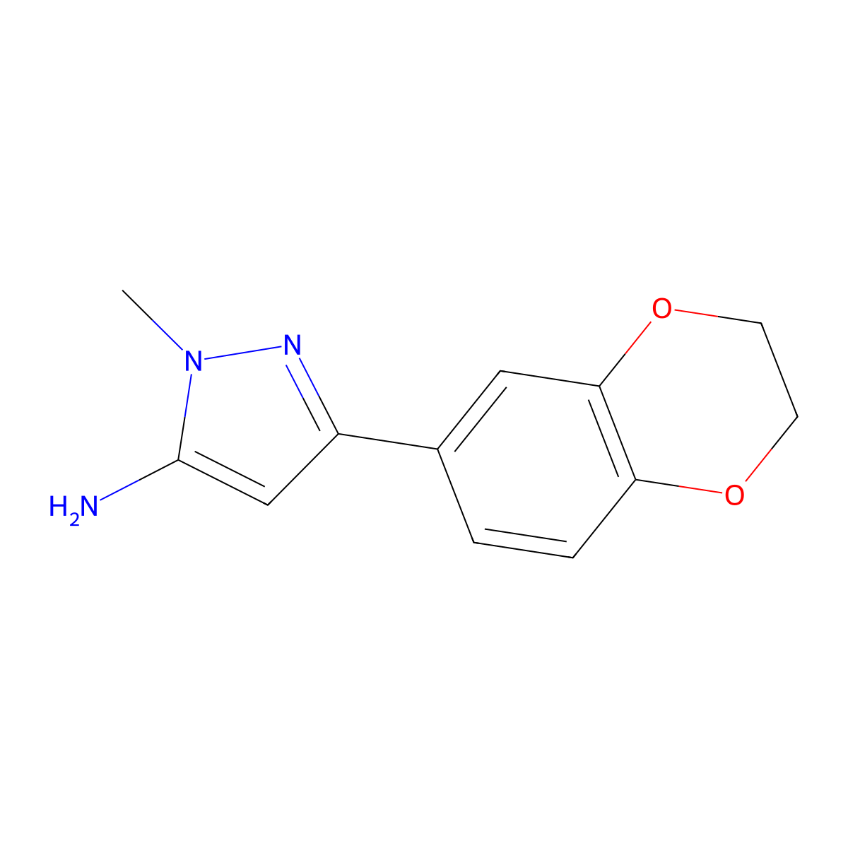 3-(2,3-dihydro-1,4-benzodioxin-6-yl)-1-methyl-1H-pyrazol-5-amine molecular structure, CAS 1152665-85-4