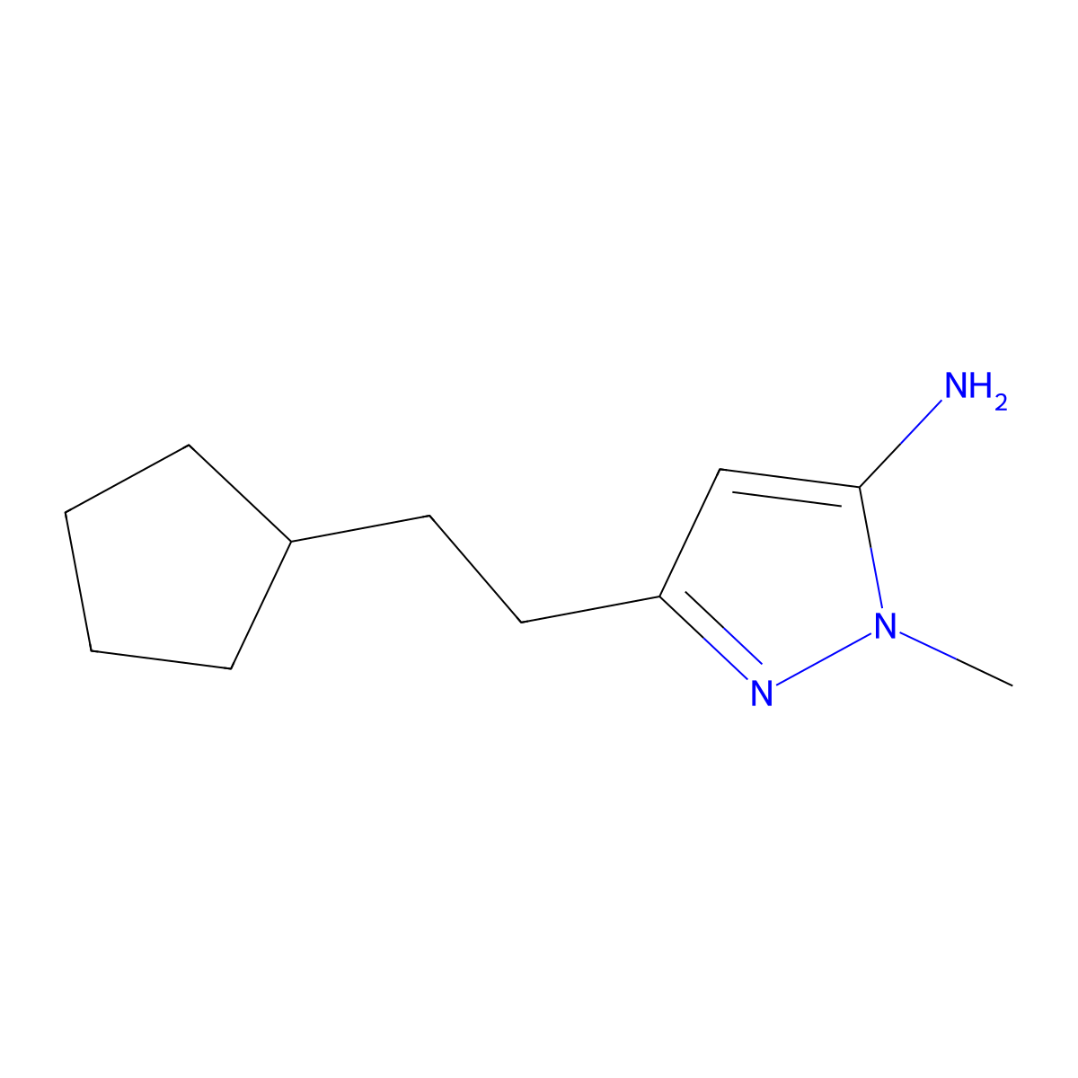 3-(2-Cyclopentylethyl)-1-methyl-1H-pyrazol-5-amine molecular structure, CAS 1152666-01-7