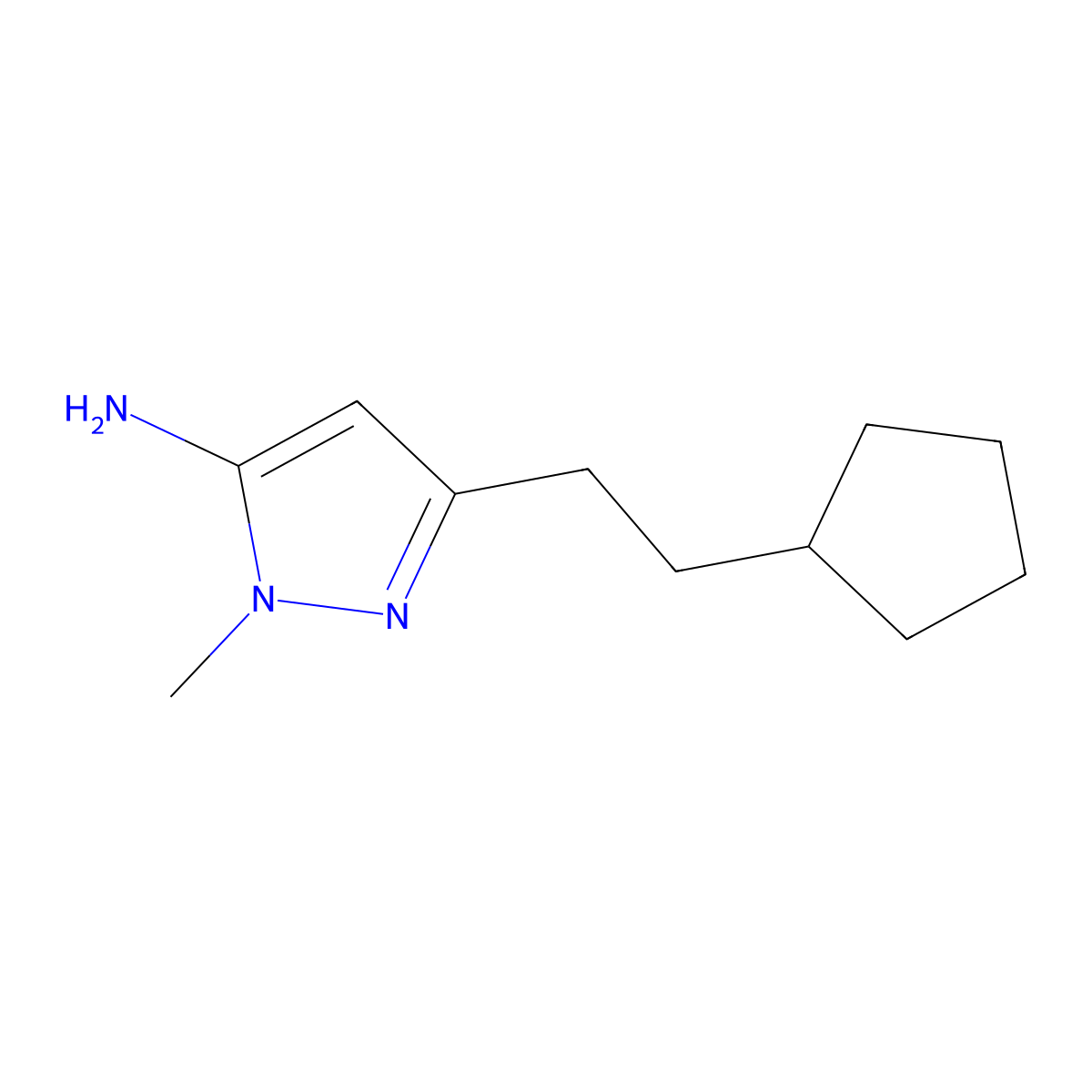 3-(2-Cyclopentylethyl)-1-methyl-1H-pyrazol-5-amine molecular structure, CAS 1152666-01-7