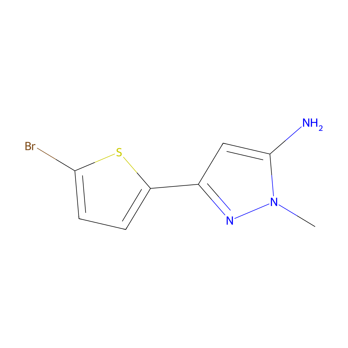 3-(5-bromothiophen-2-yl)-1-methyl-1H-pyrazol-5-amine molecular structure, CAS 1152666-33-5