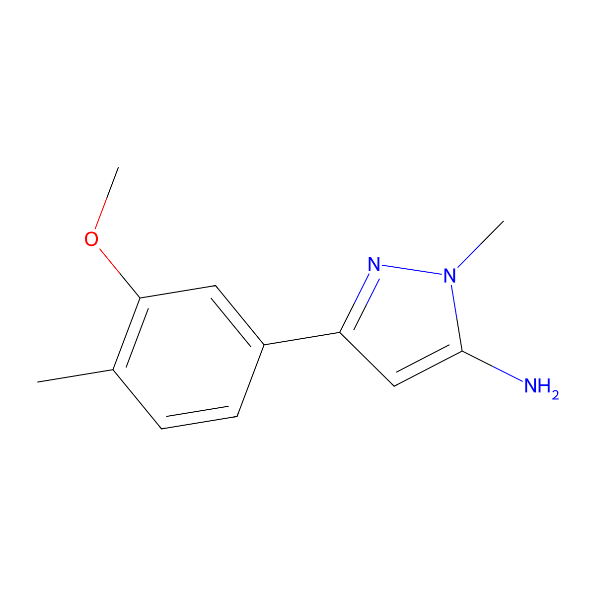 3-(3-Methoxy-4-methylphenyl)-1-methyl-1h-pyrazol-5-amine molecular structure, CAS 1152666-45-9
