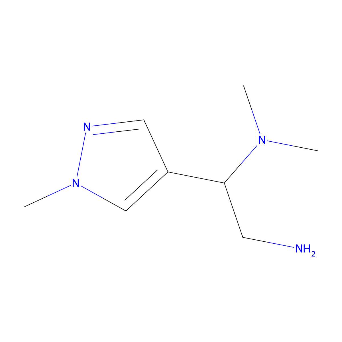 [2-amino-1-(1-methyl-1H-pyrazol-4-yl)ethyl]dimethylamine molecular structure, CAS 1152666-76-6