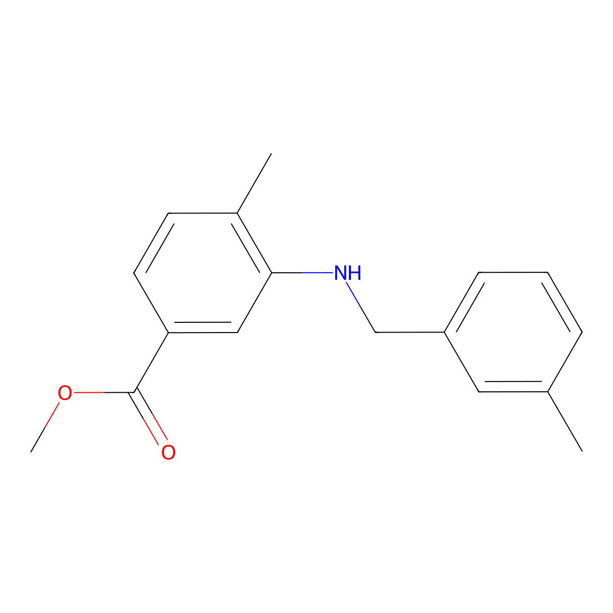 Methyl 4-methyl-3-[[(3-methylphenyl)methyl]amino]benzoate molecular structure, CAS 1152666-77-7